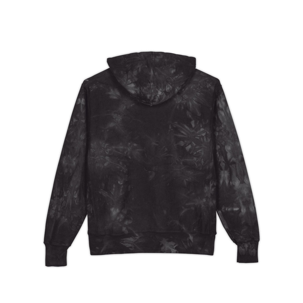 Tie-Dye Embroidered Hoodie | Black Marble Swirl Hooded Sweatshirt