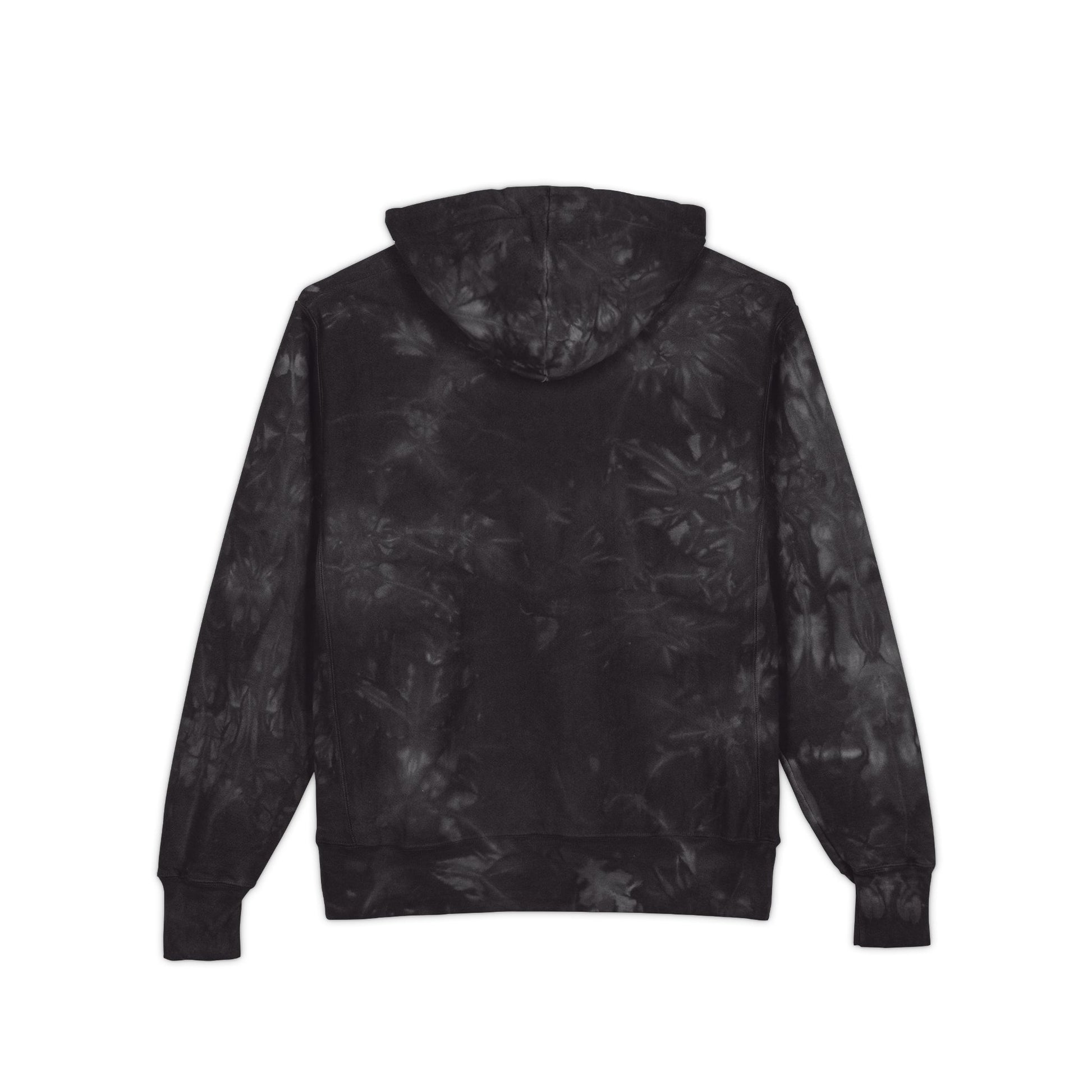 Tie-Dye Embroidered Hoodie | Black Marble Swirl Hooded Sweatshirt
